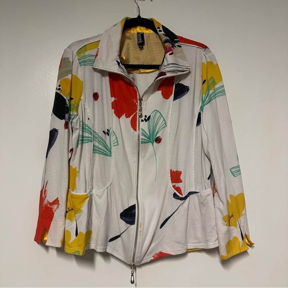 Berek Color of Sunshine Knit Double Zip Up Jacket Size Large
